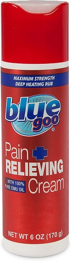 [BRSWIZQPCEOGYGD4] Blue Goo Pain Relieving Cream – FSA & HSA Eligible, Maximum Strength, Deep Heating Rub, Made w/ 100% Pure Emu Oil, 6 oz (1 Pack)