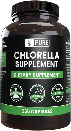 [BRSWYAQZCUMAK2TF] Pure Original Ingrediencie Chlorella (365 Kapsule) Žiadne horčík alebo ryžové výplne, Vždy čisté, Lab Overené