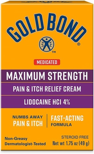 [BRSRMGAEPN7BECIV] Gold Bond Medicado máxima forza dor e crema de alivio Itch, 1.75 oz, con Lidocaine