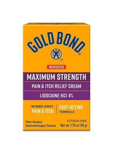 [BRSRMGAEPN7BECIV] Gold Bond Medicated Maximum Strength Pain & Itch Relief Cream, Intense Itch Relief, 1.75 oz., with Lidocaine