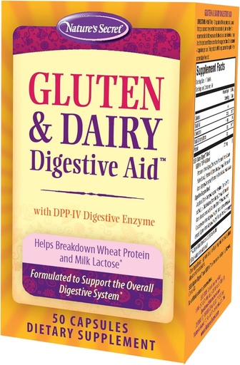 [BRSRO2YCBVYGEDI4] Nature's Secret Gluten & Dairy Digestive Aid - 50 Capsules - Helps Break Down Wheat Protein & Milk Lactose - 25 Servings