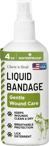 [BRSROAYZBYNQYFDL] Pet Liquid Bandage for Dogs - 4 oz Spray with Aloe - Wound Care for Dogs Including Cuts, Scrapes, and Stitches - Breathable and Waterproof