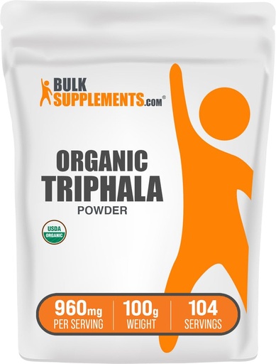[BRSWGZABAEPGEDLX] BulkSupplements.com Organic Triphala Powder - Haritaki Powder, Ayurvedic Supplement - Gluten Free, 960mg per Serving, 100g (3.5 oz) (Pack of 1)