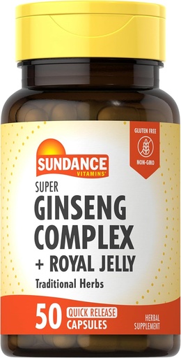 [BRSWGZAZC4DWOYIY] Sundance Super Ginseng Complex | with Royal Jelly | 50 Quick Release Capsules | Non-GMO and Gluten Free Traditional Herb Supplement
