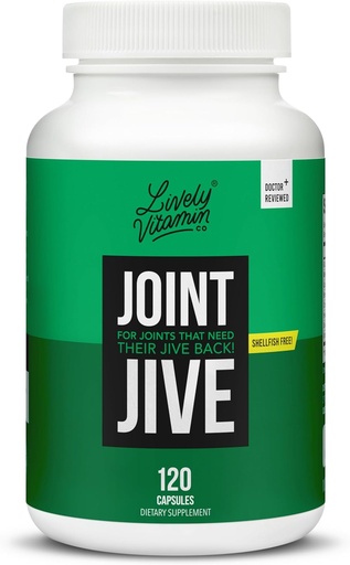 [BRSW2ZIYAF4B6HLP] LIVELY VITAMIN CO. Joint Jive - Lubricate Joints (Knee, Ankle, Neck, Shoulder, Back) - Collagen - Glucosamine - MSM - Quercetin - Chondroitin - Devils Claw - Shellfish-Free Formula - 120 Count