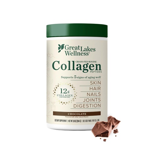 [BRSWYGQNCMBGCFDX] Great Lakes Wellness Collagen Peptides Powder for Skin, Hair, Nails, Joints & Digestion - Chocolate Flavored - Quick Dissolve Hydrolyzed, Non-GMO, Kosher - 10 oz