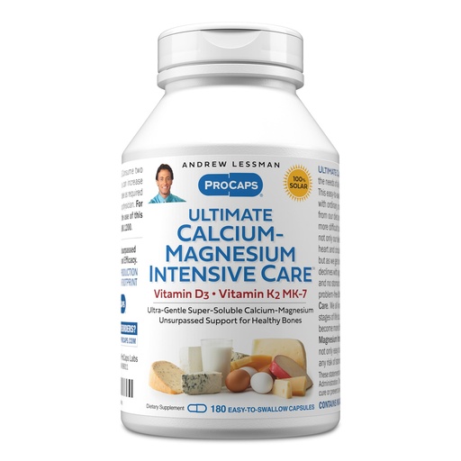 [BRSWYFL2AF7AMCTL] ANDREW LESSMAN Ultimate Calcium-Magnesium Intensive Care with Vitamin D3 & K2 MK7-120 mcg - 180 Capsules – Bone and Skeleton Health Essentials. Gentle, Easy to Swallow, Super Soluble. No Additives