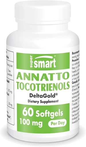 [BRSWIHQZBEBBG2TK] Annatto Tocotrienol supersmartak 100mg eguneko (DeltaGold bitamina E) - Tocotrienol osagarria | Ez-GMO eta Gluten Free - 60 Softgels