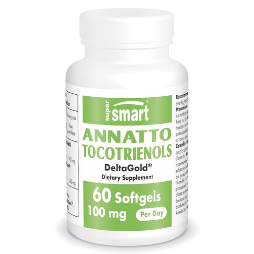 [BRSWIHQZBEBBG2TK] Supersmart - Annatto Tocotrienols 100mg per Day (DeltaGold Vitamin E) - Tocotrienols Supplement | Non-GMO & Gluten Free - 60 Softgels