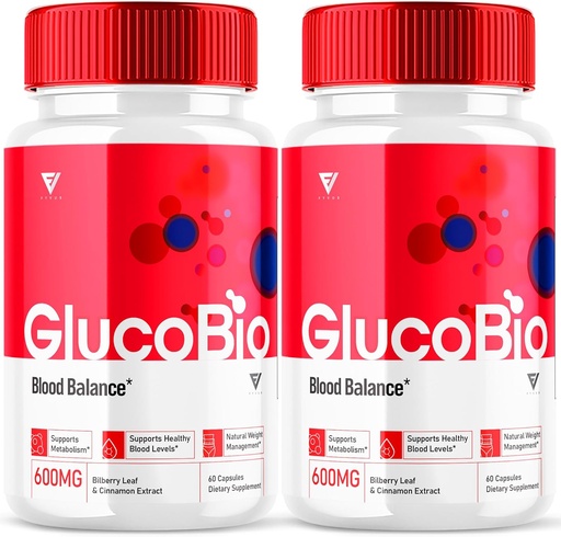 [BRSRAGAECIOWEYI3] (2 Pack) GlucoBio Health Capsules Gluco Bio Pills, Gluco Bio Natural Vitamin Overall Health and Wellness Glycogen Support Supplement, BioGluco Capsules (120 Capsules)