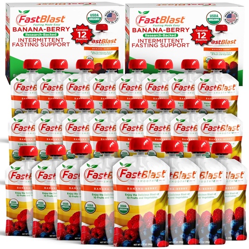 [BRSRO232OZ6QKDIV] Fruit Smoothie Pouches Banana Berry- 2 Packs, 24 Pcs Smoothie Meal Replacement- USDA Organic Healthy Snacks For Adults, Squeeze Pouches For Drinks For Adults, Soft Foods, Gluten Free Dairy Free Snacks