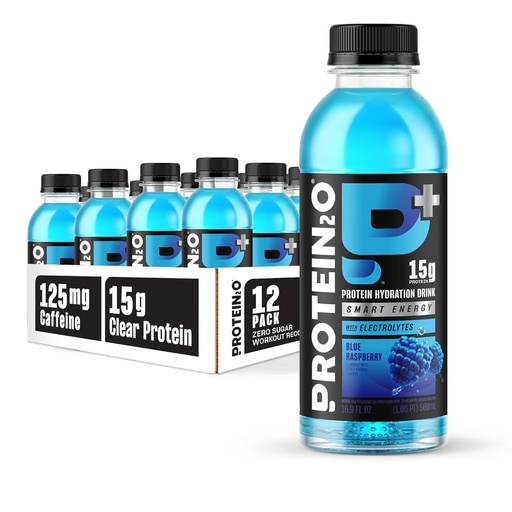 [BRSWGHY6BUBAIHLU] Protein2o 15g Heraproteiini Isolaatti Nesteytys Juoma Plus Energia & Focus, 350 mg Electrolyyttejä, 125 mg kofeiinia, sokeriton, sininen vadelma, 16,9 oz pullo (pakkaus 12)