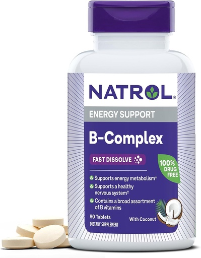[BRSWI2QLAV7AAHTI] Natrol, B-Complex Fast Dissolve Tablets, Supplement Promotes Energy & Supports Healthy Nervous System, 90 Count