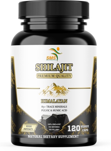 [BRSROHT4BEMBM3A6] Silajit Pure Himalayan Capsule (Suplu de acid fulvic) 1000 mg de extract de Shilaj organic per Serving, 120 Conte (85+ Trace Minerale, No Fillers, No Binders)