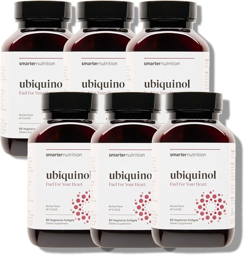 [BRSWGBIQAAAW2D3X] SMARTERNUTRITION Ubiquinol 100mg + Natural Plant-Based Complete Omega 3 6 9 - Clinically Studied Ahiflower® Oil - Ultra Absorption CoQ10 for Heart Support - Non-GMO - 360 Softgels[180-Day Supply]