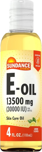 [BRSWKED2OMFRGAYV] Sundance Vitamin E-Oil for Skin | 13500 mg (30000 IU) | 4 Fluid Ounces | Lemon Scented | Non-GMO and Gluten Free Supplement
