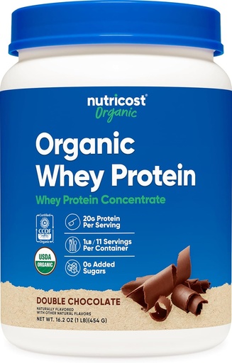 [BRSRA2YEBEPBAETL] Nutricost Organic Whey Protein Konzentrat, Double Chocolate Flavored, (1LB) - Glutenfrei, Non-GMO