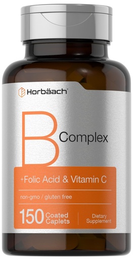 [BRSROFIEB4DQYETX] Horbaach B Complex Vitamins for Women and Men | 150 Caplets | with Folic Acid & Vitamin C | Non-GMO & Gluten Free Supplement