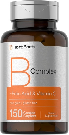[BRSROFIEB4DQYETX] Horbiach B Complexe vitamines voor vrouwen en mannen 150 caplets met foliumzuur en vitamine C 