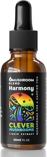 [BRSRAGADB4BBMGTG] 6 Blend Mushroom Liquid Extract, US Grown Sienet Alkoholiton, Natural Energy, Kognitiivinen tuki, Immuniteetti Boost,100% Fruit Bodies, Lion's Mane, Cordyceps, Reishi, Chaga, Turkki Tail (1 fl oz)