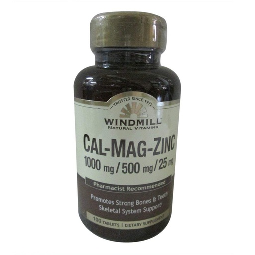 [BRSWKGYIBMJRA3LA] Windmill Calcium, Magnesium and Zinc Tablets 100 Tablets (Pack of 4)