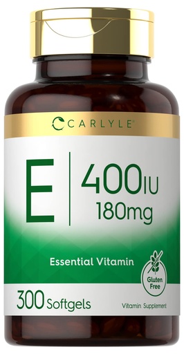 [BRSRMYL2BUHQIF3X] Carlyle Vitamin E 400 IU Softgels (180mg) | 300 Capsules | Non-GMO and Gluten Free Supplement