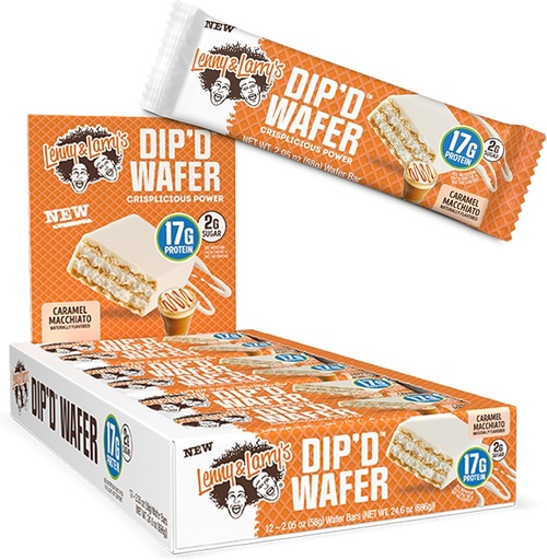 [BRSRMELQBUJR4FA2] Lenny & Larry's The BOSS! Immunity Bar™, Caramel Macchiato, 17g Dairy & Plant Protein, Probiotics, Box of 12