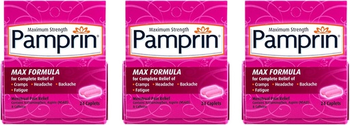 [BRSWIF35BYBGE2TK] Pamprin Maximal Styrka Formel, 24 Caplets (Pack of 3)