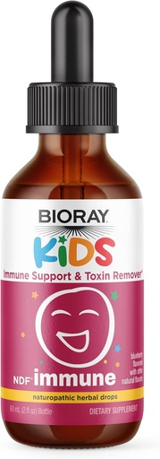 [BRSW2CT5CQMR4CDG] BIORAY Kids NDF Immune,蓝莓 - 2 fl oz - 免疫支持和毒素排除器 - 非GMO,Vegan,Gluten Free - 约30 服务