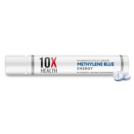 [BRSRAH37CEBA4YDK] 10X Health Methylene Blue Supplement with Black Pepper Extract - 60 Tablets Methylene Blue Pharmaceutical Grade Tablets - Supports Energy, Focus & Cognition - Vegan, Non-GMO