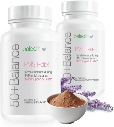 [BRSRAZ33BMAQKYD5] 50+ Balance Premium Supplement, PMS Relief. Female Balance During PMS or Menopause. Mood Support & Relief. 60 Capsules (2-Pack)