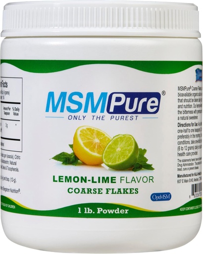 [BRSWYYYYAUDWMEQ7] KALA ZDROWIE MMPURE Lemon Lime Aflavored Grube płatki proszkowe MSM - US- Made MSM dla wspólnego zdrowia, Wygląd skóry, i wsparcie włosów i paznokci - 1 lb, Siarka organiczna