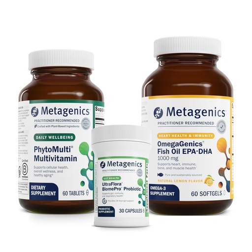 [BRSROAD7C4NQGHT6] Metagenics PhytoMulti - 60 Tablets, OmegaGenics EPA-DHA 1000-60 Softgels, and UltraFlora BiomePro - 30 Capsules
