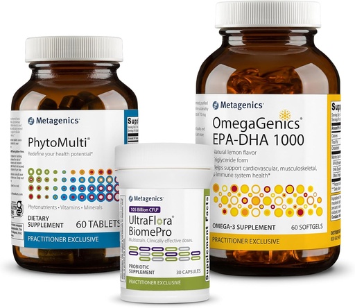 [BRSROAD7C4NQGHT6] Metagenics PhytoMulti - 60 Tablets, OmegaGenics EPA-DHA 1000-60 Softgels, and UltraFlora BiomePro - 30 Capsules