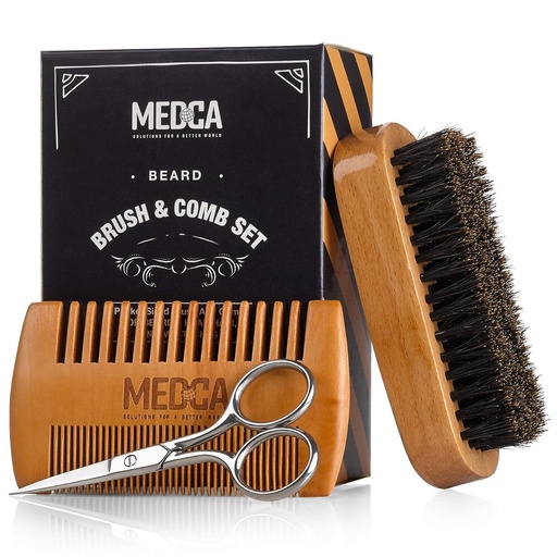 [BRSWGA3RDN5GM3LG] Wooden Beard and Comb Set for Men - Perfect for Beards Head Hair and Mustaches Men's Grooming Kit for Styling, Applying Beard Oils and Balms for Better Hair Care Growth and Impressive Hair Health