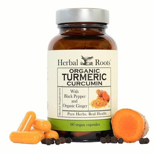 [BRSWGZYNDF7RE2DP] Herbal Roots - Turmeric Curcumin Capsules - Extra Strength - 1000mg Pure Organic Turmeric Supplement, 95% Standardized Curcumin Extract with BioPerine Pepper and Ginger