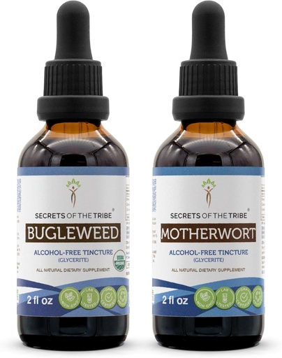 [BRSROEIOOAPBYFL6] Bugleweed USDA Organic and Motherwort Liquid Extract (2 pcs.) | Alcohol-Free Tinctures ) Organic Bugleweed (Ze Lan, Lycopus Virginiaicus) and Motherwort (Leonurus Cardiaca) Dried Herb (2x2 floz)