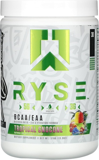 [BRSWGAYPCB7GYCY4] RYSE BCAA EAA Powder - Tropical Snocone - 5g Branched Chain Amino Acids, 3g Essential Aminos, Sugar-Free Electrolytes for Muscle Recovery, Endurance, Hydration and Strength - 30 Servings