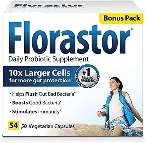 [BRSWIYQHAF4BWFDC] Florastor Daily Probiotic Supplement for Women and Men, Proven to Support Digestive Health, Saccharomyces Boulardii CNCM I-745 (54 Capsules)