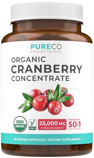 [BRSWKGL3OF6R4YD6] Organic Cranberry Pills - Vegan Supplement for Urinary Tract Health & Kidney Cleanse - Cranberry Pills for Women 500mg 50:1 Cranberry Concentrate Per Serving - Urinary Tract Support - 60 Capsules