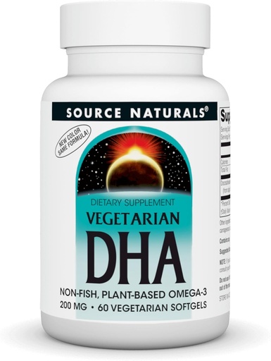 [BRSWIYAAAYBAOYI5] Source Naturals Vegetarian DHA with Neuromins, Non-Fish Plant-Based Omega-3, 60 SoftGels