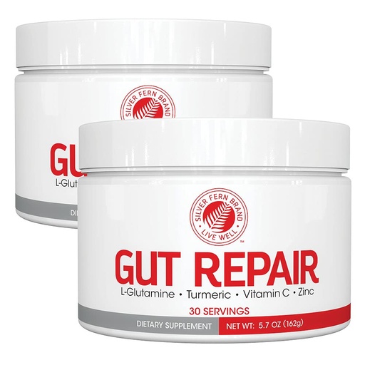 [BRSWY2Q7CIHQI3A2] Silver Fern Gut Repair - Digestive Health Supplement Powder - L-Glutamine, Curcumin, Zinc & Ascorbic Acid (2 Tubs - 60 Servings)