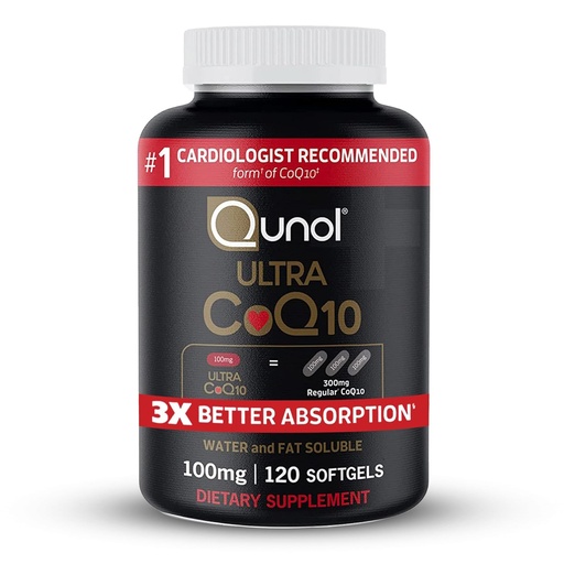 [BRSWIZ34BQOBWCD4] Qunol Ultra CoQ10 100mg, 3x Better Absorption, Patented Water and Fat Soluble Natural Supplement Form of Coenzyme Q10, Antioxidant for Heart Health, 120 Count Softgels