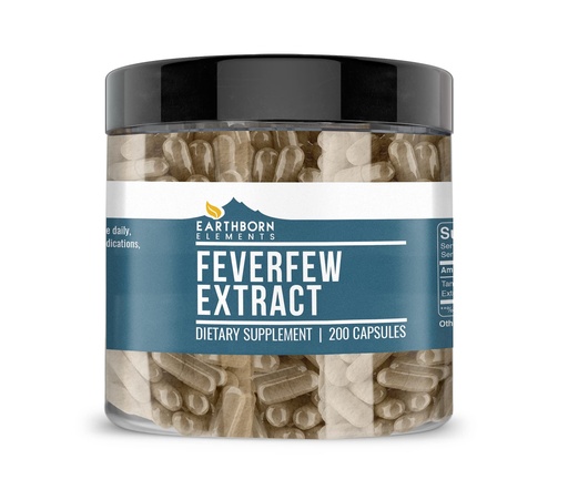[BRSWYAT6DIMAMFI7] Earthborn Elements Feverfew Extract 200 Capsules, Pure & Undiluted, No Additives