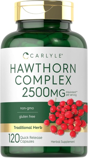 [BRSRMAADCQHAEG3O] Carlyle Hawthorn Berry Complex 2500mg Capsules | 120 Count | Extract Powder | for Men and Women | Non-GMO & Gluten Free Supplement