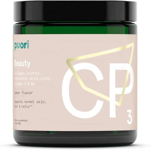 [BRSRMGITAECWCH3K] Puori Collagen Powder Supplement Biotin & Hyaluronic Acid, CP3 Beauty Complex - Hidrolizált Collagen Peptides - Bőr, Haj & Nails - Cink, B-vitamin, C-vitamin - Lemon