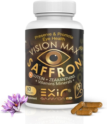 [BRSRAYY6BZ5WG2Y2] Luteina, Zeaksantyna Plus Saffron Herbs Nutritional Eye Supplement - Promotes Macular & Retinal Health, 60 Kapsułki