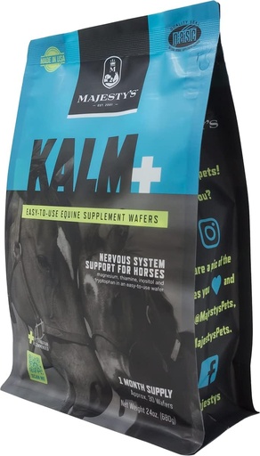 [BRSWIZA5AJ5GCADE] Kalm Wafers de Majestade - Apoia Cavalo / Equine Equine Equilibrado Comportamento e Função do Sistema Nervoso Normal - Triptofano, Vitamina B1, Cereja de Inverno, Inositol - 30 Contagem (1 Mês de Fornecimento)