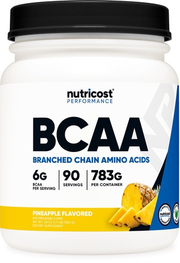 [BRSWGGAZBMMRGF32] Nutricost BCAA Powder (Pineapple, 90 Servings) - Optimal 2:1:1 Ratio