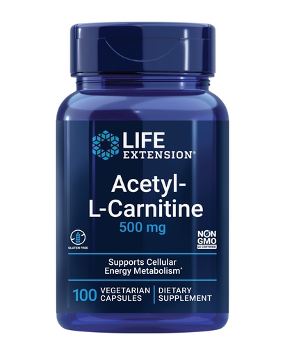 [BRSWIYTYBAHRA2LK] Life Extension Acetyl-L-Carnitine, Acetyl-L-Carnitine, Vitamin C, Brain, Mood & Nerve Health, Cellular Energy, 3-Month Supply, Gluten-Free, Non-GMO, Vegetarian, 100 Capsules